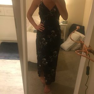 Boutique black floral cross back maxi dress!! NWT
